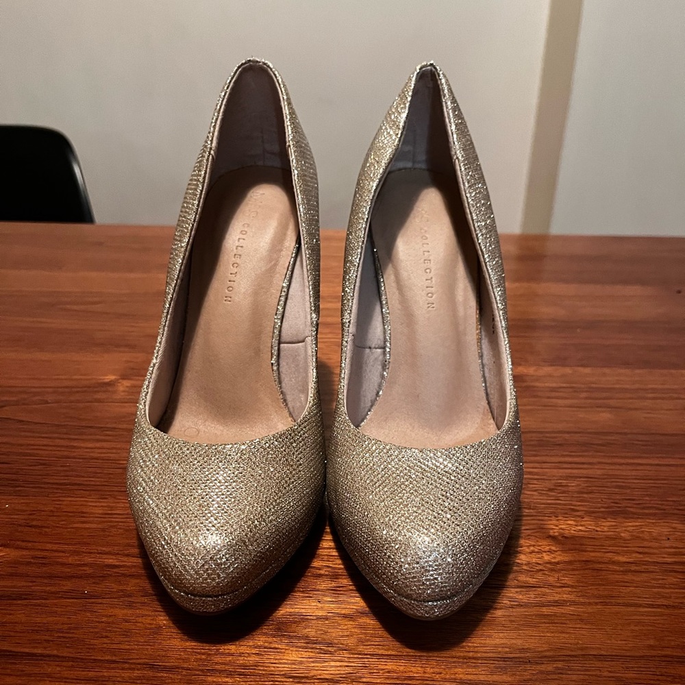 Gold glitter Marks and Spencer gel insole stilettos